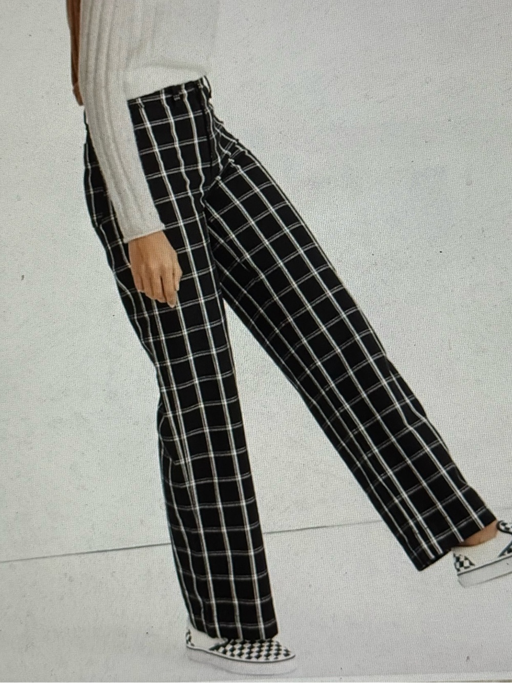 Madewell Black Windowpane Wide-Leg Pants